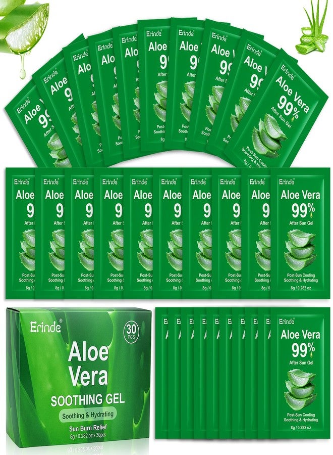 Erinde 30 Pack Aloe Vera Gel for Face, Hair & Body, 99% Pure Aloe Vera Gel for Sunburn Relief, After Sun Skin Care Relief, Skin Care Bulk Soothing Hydrating Aloe Gel Travel Size for All Skin Types - Image 1